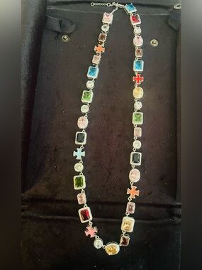 ⚜️Hip Hop “Bright” Silver Gemstone Adjustable 20-22” Necklace
